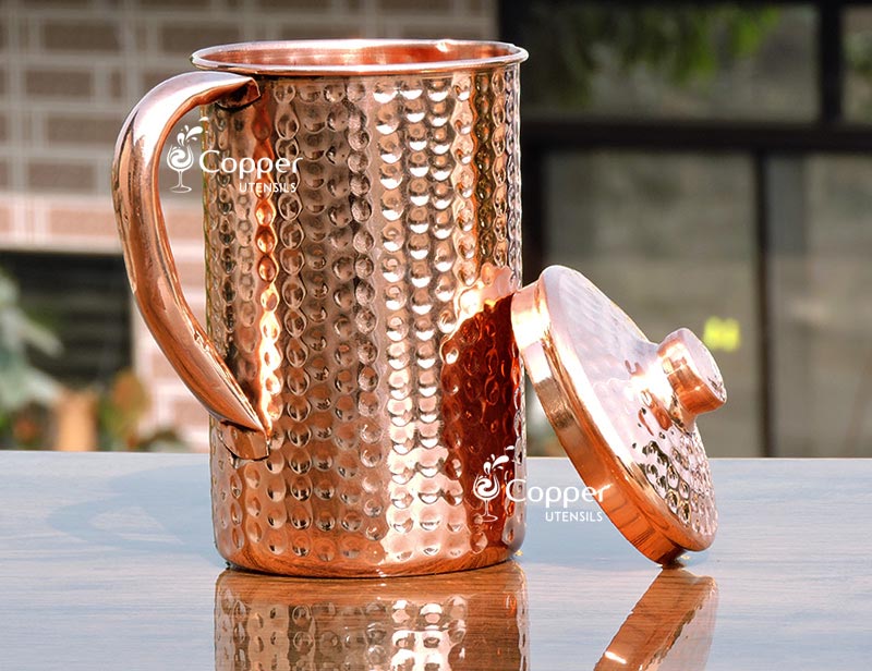 Hammered Copper glass Water Cup /Ayurveda Health Benefits. Water Pitcher 