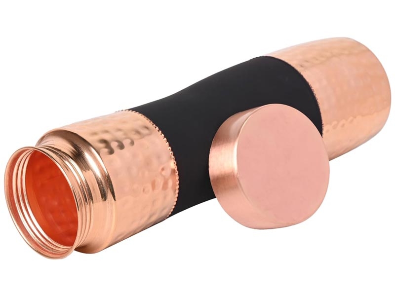 Pure Copper Bottle 1000ml – Wide Mouth, Dark Cherry