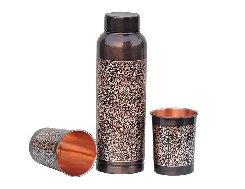 Wholesale Prices Pure Copper Drinkware Water Bottle Gift Set 1 Bottle