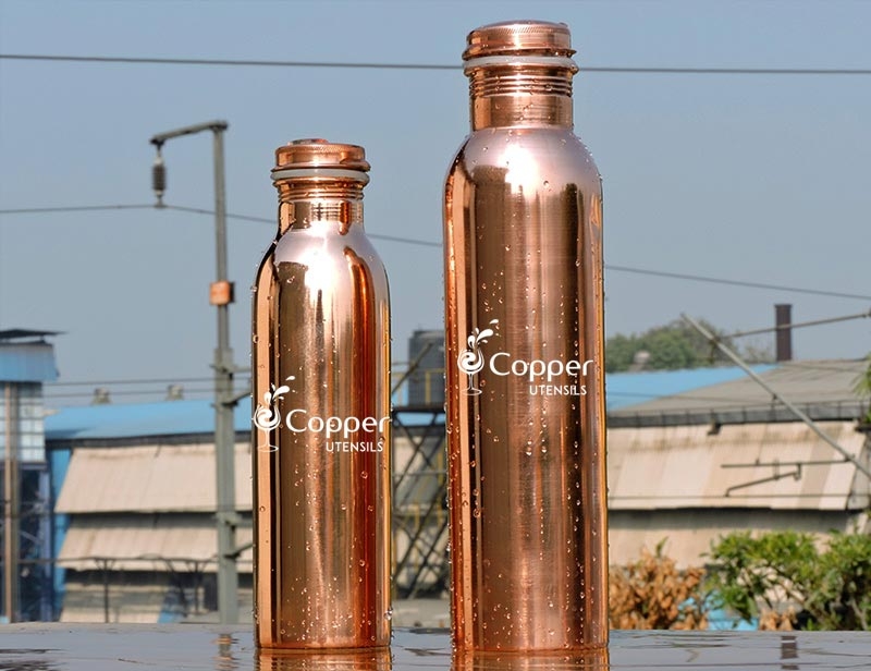 A Couple of Pure Copper Water Bottle for Ayurveda Benefits