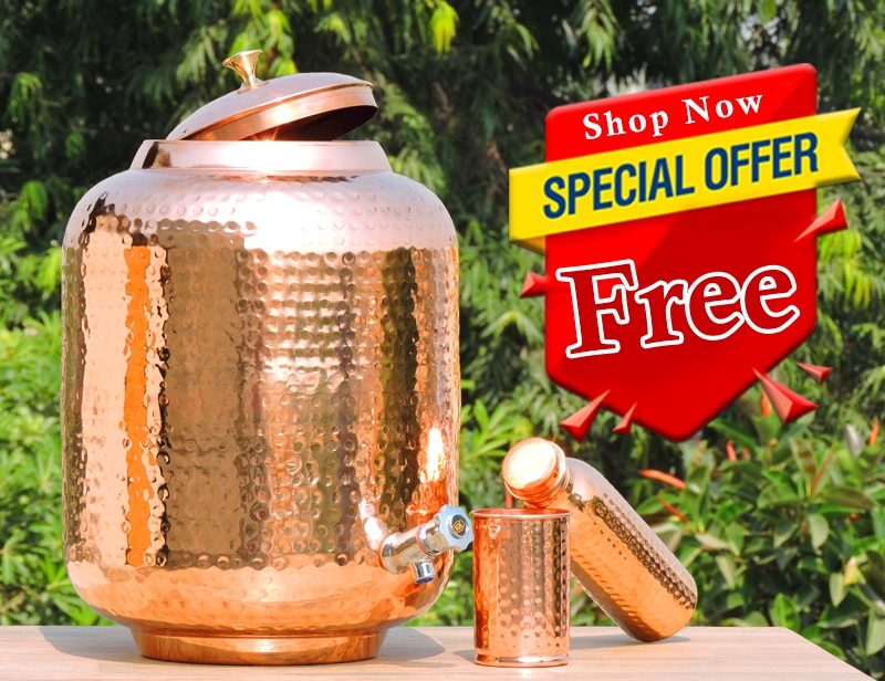 4 Gallons / 15 Litre Portable Plain Pure Copper Water Tank Storage