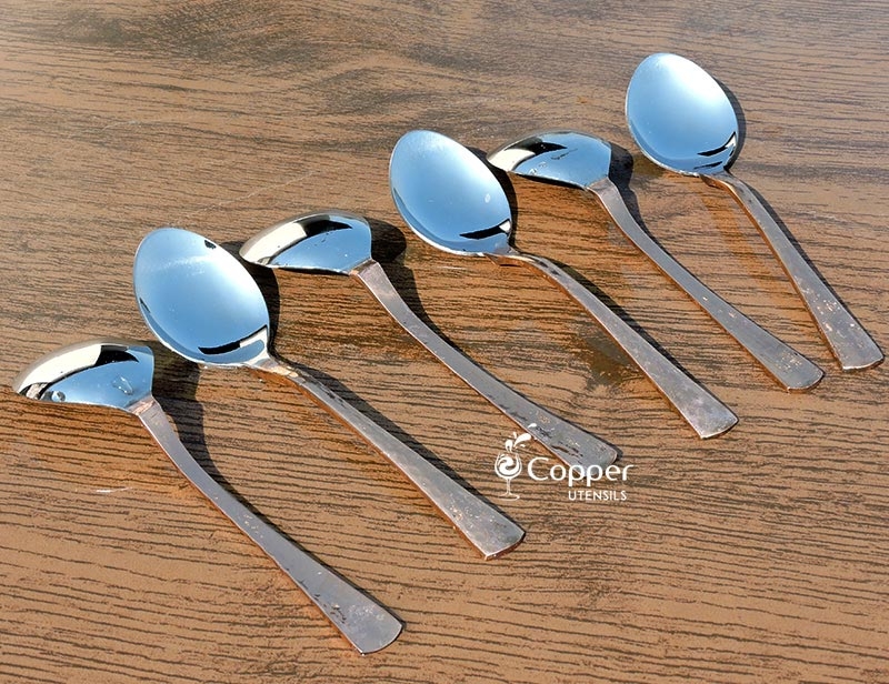 Copper Plated Gemz Set of 6 Measuring Spoons Heavy Duty