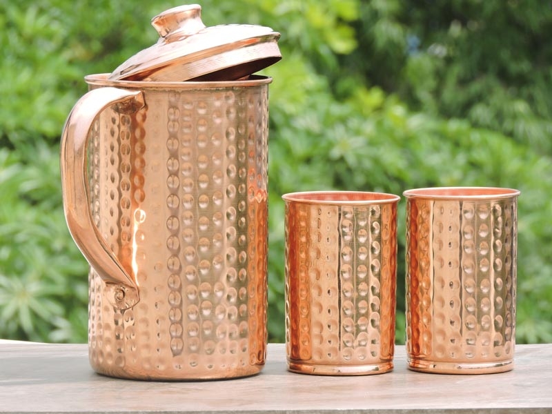Details about   Pure Copper Handmade Hammered Jug Water Pitcher 1.5 L & 6 Glasses Tumbler 300 ml 