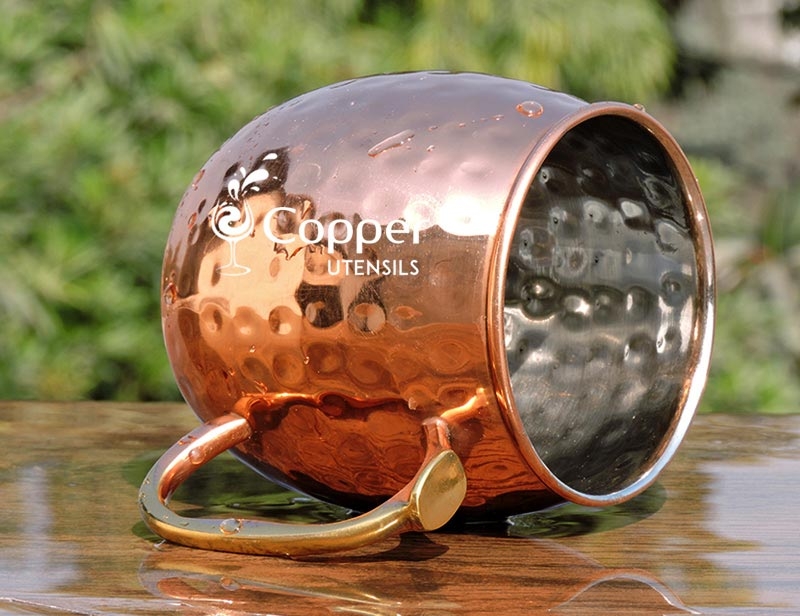 Hammered Stainless Steel Moscow Mule Mug with Copper Plated Exterior