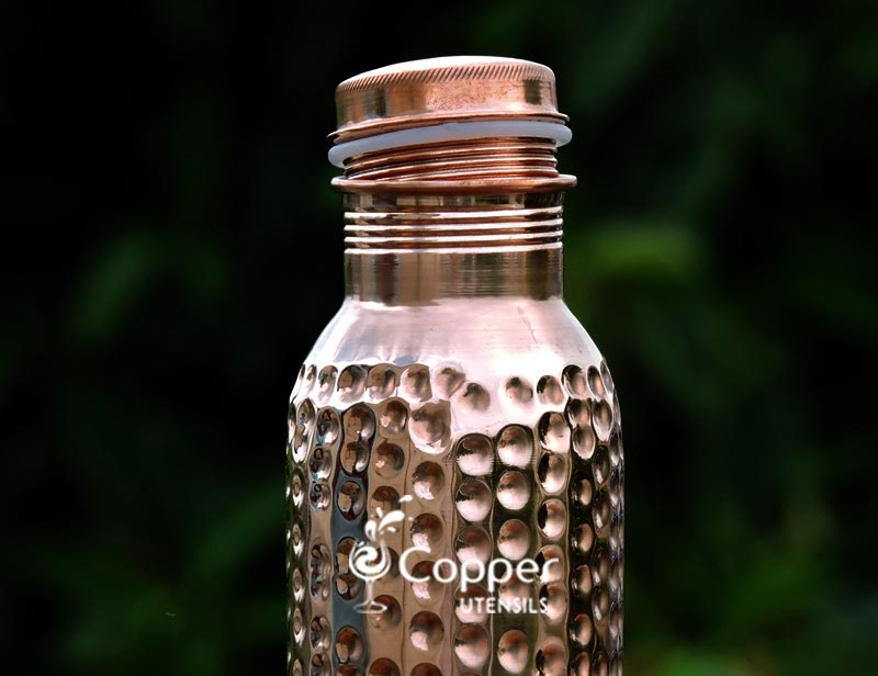 Hammered Copper Water Bottle for Kids for School & Travel Purpose