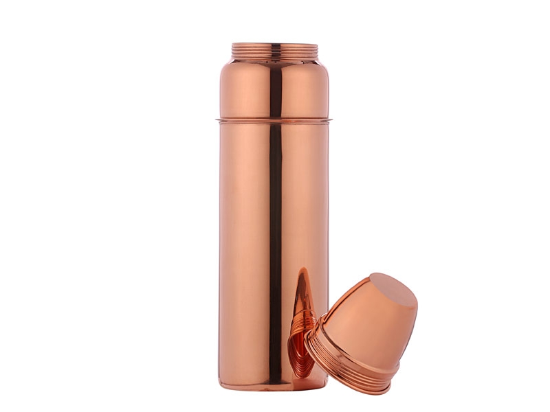 Indian Handmade Copper Thermos Water Bottle with Lid for Health
