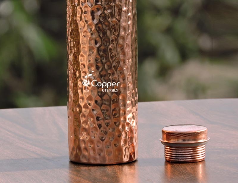 Hammered Copper Water Bottle for Kids for School & Travel Purpose