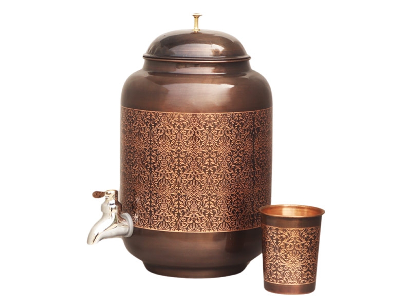 5 Liter Copper Water Dispenser with 1 Tumbler and Stand