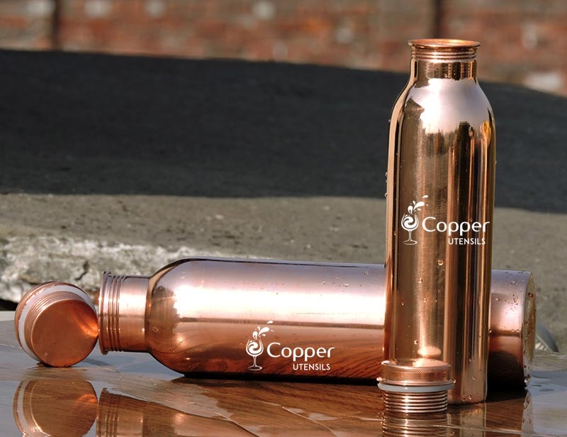 A Couple of Pure Copper Water Bottle for Ayurveda Benefits