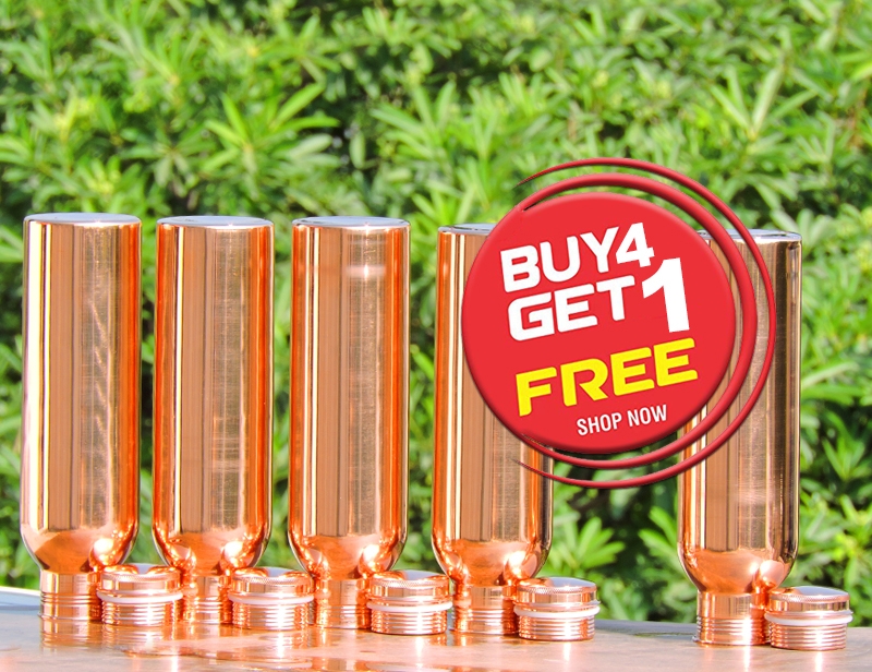 Buy 4 Pure Copper Water Bottle for Kids-Get FREE 1 Copper Water Bottle