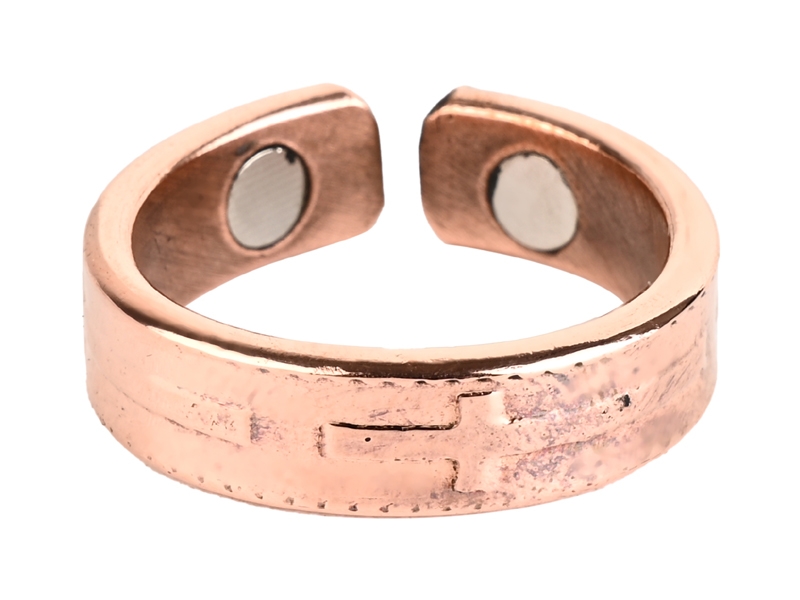 Copper Magnetic Ring with Cross Magnets-Adjustable Open Band