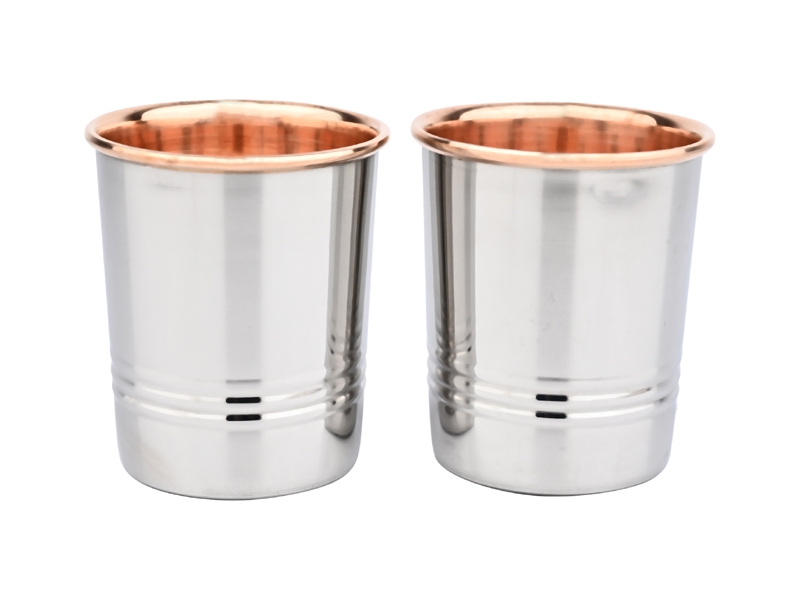 Elegant Stainless Steel Tumblers with Copper Accents - Set of 2