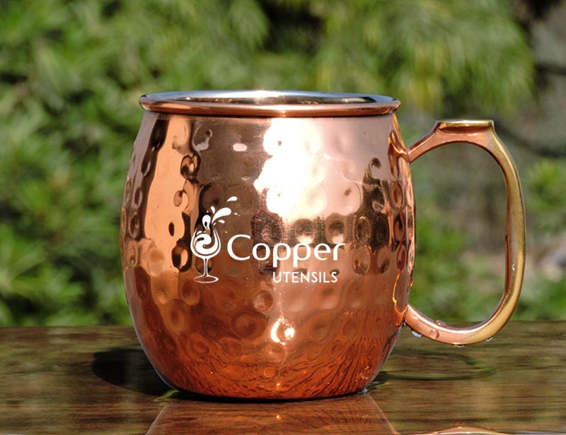 Hammered Stainless Steel Moscow Mule Mug with Copper Plated Exterior