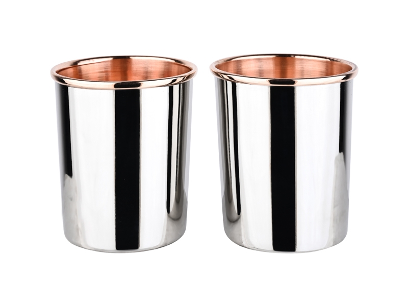 Handcrafted Copper Inner Stainless Steel Tumblers - Set of 2