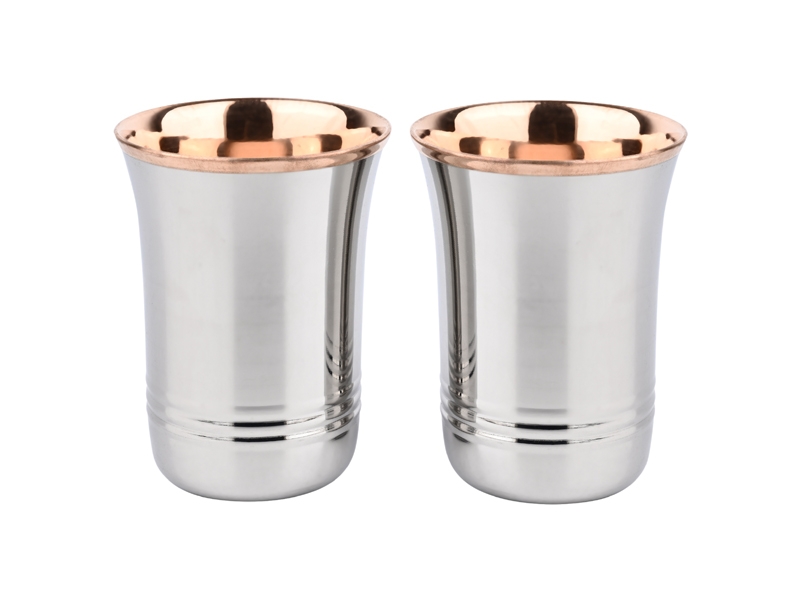 Premium Stainless Steel Tumblers with Copper Rim - Set of 2