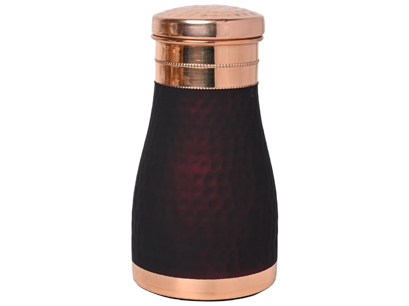 Pure Copper Bedside Carafe For Ayurveda Health Benefits Capacity 1 Liter Dark Cherry
