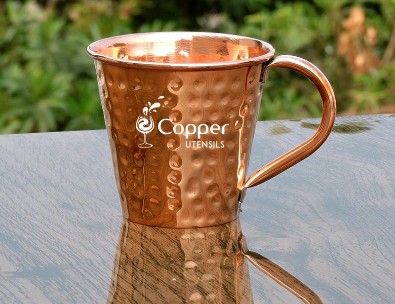 Set Of 2 Pure Copper Cups Mug Tumbler Glass 300 ml Water Storage Ayurveda Health