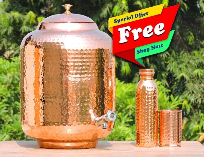 4 Gallons / 15 Litre Portable Plain Pure Copper Water Tank Storage