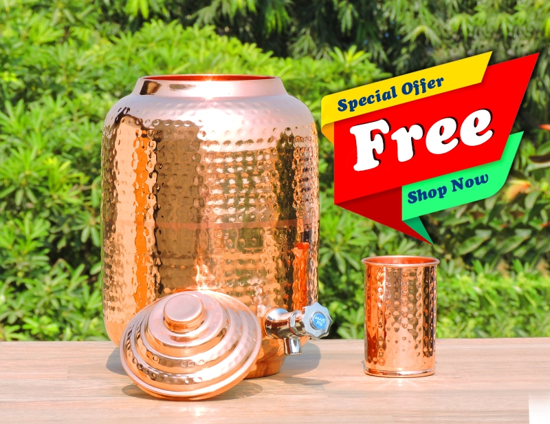 Pure Copper Seven Liter Water Dispenser with Stainless Steel Tap