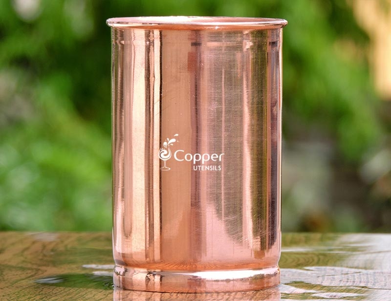 100% Copper Drinking Plain & Hammered Glass Tumbler Mug & Water Bottle Ayurveda 