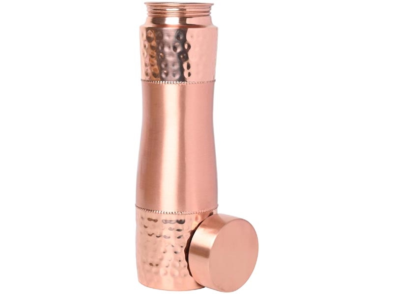 Pure Copper Water Bottle Wide Mouth 1000 Ml Capacity Plain