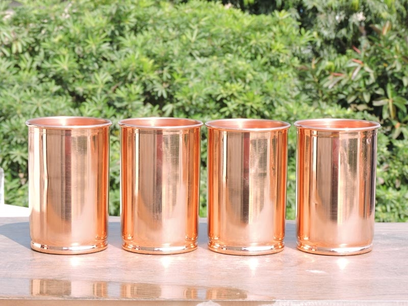 Set of Four Plain Copper Tumblers