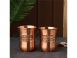 Copper Tumbler Set of 2 Hammered and Plain 250 Ml Capacity Curved