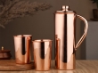 Copper Water Jug with 2 Tumblers Plain Pattern for Health Benefits