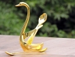 Gold Colored Swan Spoon Stand 6 Spoons and a Stand