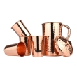 Hammered Copper Pitcher With 4 Tumblers Ayurveda Health Set