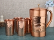 Hammered and Plain Copper Water Set  Jug With 4 Tumblers for Ayurveda Health