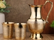 Mughlai Brass Jug with Set of 2 Pure Brass Tumblers Elegant Water Storage Set