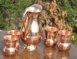Mughlai Style Copper Jug with Four Matching Tumblers