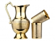 Brass Mughlai Jug with 2 Straight Tumblers Embossed Design for Water Storage and Serving