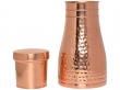 Pure Copper Bedside Carafe For Ayurveda Health Benefits Capacity  1 Liter Hammered