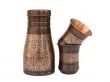 Pure Copper Bedside Carafe with Floral Pattern and a Set of 2 Curved Tumblers