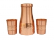Pure Copper Carafe Flask Hammered and Plain with a Set of 2 Tumblers  Straight Design