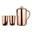 Pure Copper Pitcher 2 Tumblers Set Glossy Finish for Ayurveda