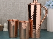 Pure Copper Pitcher Set with 2 Tumblers Hammered for Health