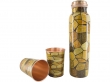 Pure Copper Water Bottle with 2 Tumblers Set Reaping Ayurvedic Benefits with GIFT PACKAGING Brown