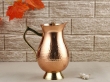 Pure Copper Water Hammered Jug with Lid and Brass Handle for Ayurveda Health Benefits 1 Liter Capacity Traditional Style