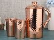 Set of 2 Copper Tumblers Hammered Pitcher Ayurveda Health