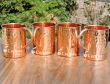 Set of Four Hand Beaten Pure Copper Mug