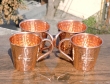 Set of Four Pure Copper Hammered Cups