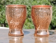 Set of Two Pure Copper Floral Pattern Embossed Tumbler
