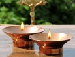Set of Two Pure Copper Tea Light Holders