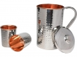 Stainless Steel and Pure Copper Water Pitcher with 2 Matching Tumblers for Ayurveda Health Benefits Hammered Pattern