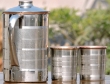 Stainless steel plain jug with two tumblers 
