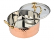 Copper  Stainless Steel Cookware Pot with Glass Lid with Golden Handles