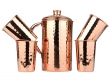 Hammered Copper Pitcher With 4 Tumblers  Ayurveda Health Set